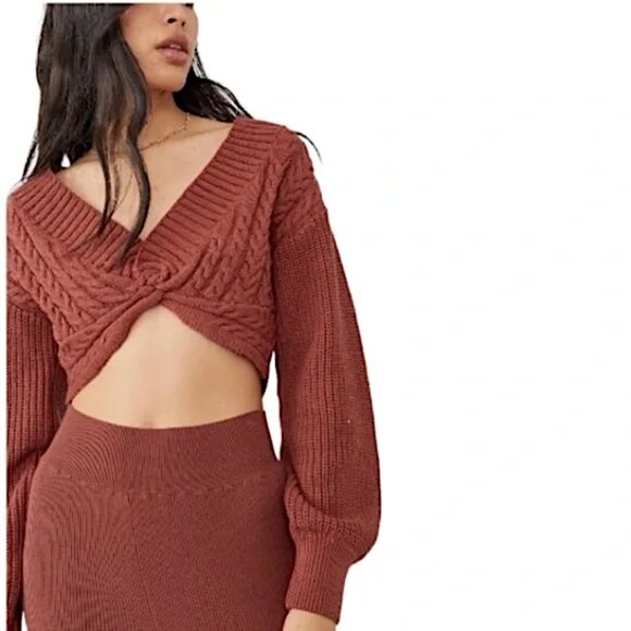 Free People Emilie Sweater Set in Cherry Cola Size XS - NWT - Picture 1 of 13
